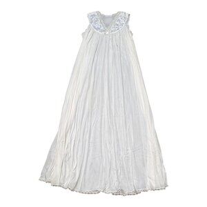 VTG Miss Elaine Small Ivory Nylon Lace Trimmed Sleeveless Nightgown Made In USA